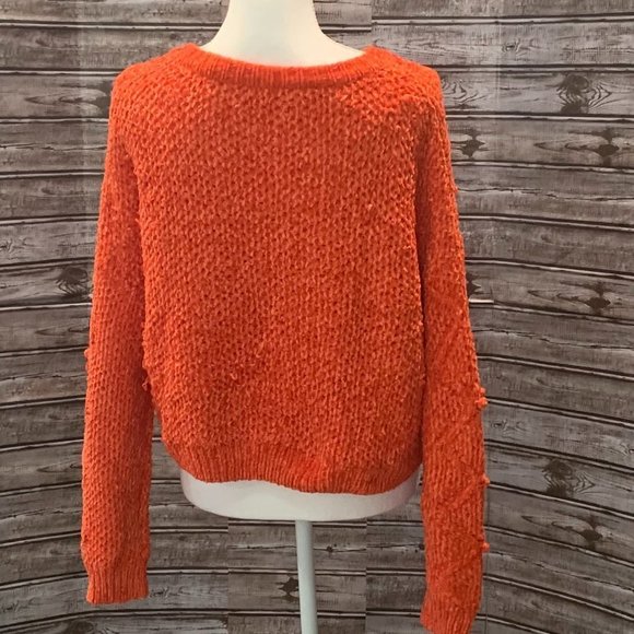 LUSHWomen's Orange PomPom Crewneck Pullover Sweater NWOT - Picture 5 of 5